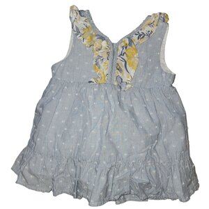 Baby Toddler Girl's Tahari Top/Dress Blue White Yellow Floral 2T 100% Cotton